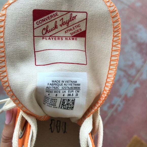 NIB Converse Come Tees x Chuck 70 Hi Top Sneakers Star Light Path Orange- Mens 4 - Picture 10 of 10